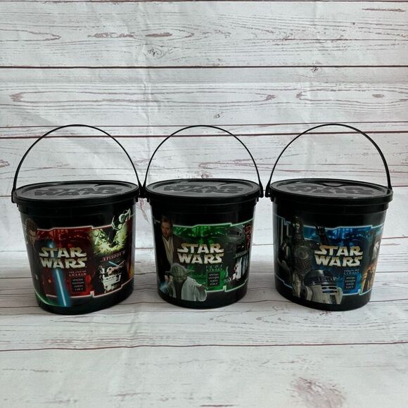 Vintage Star Wars Episodes I-VI Snack Buckets Lot of 3 Frito-Lay 2002